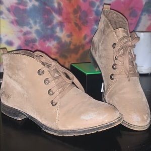 Rustic lace up suede booties